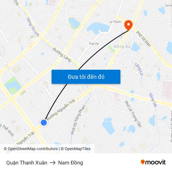 Quận Thanh Xuân to Nam Đồng map