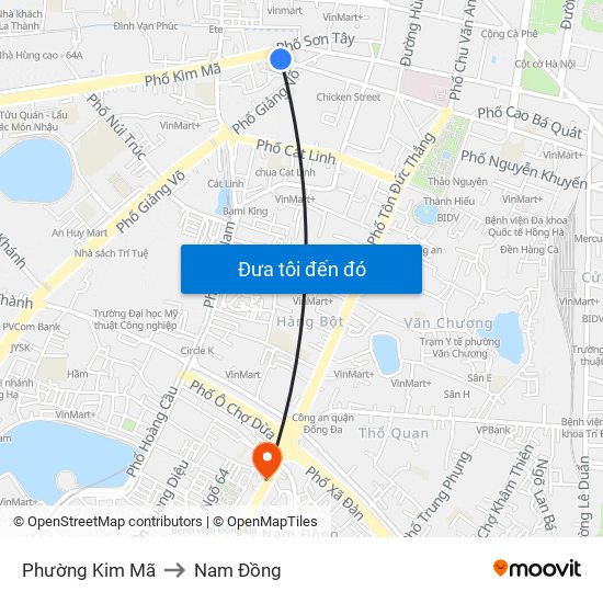 Phường Kim Mã to Nam Đồng map