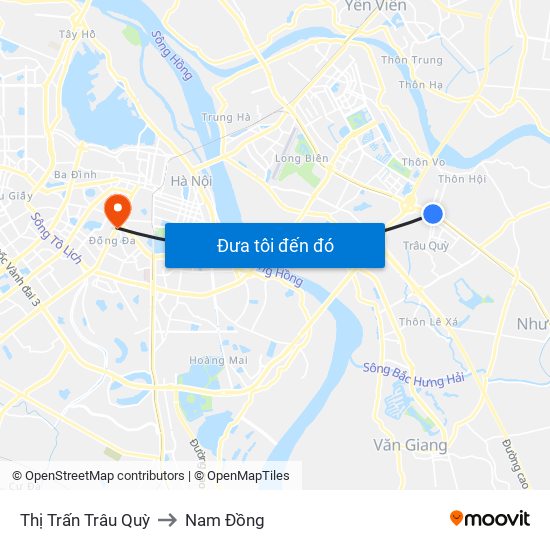 Thị Trấn Trâu Quỳ to Nam Đồng map