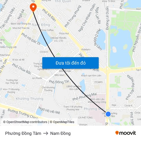 Phường Đồng Tâm to Nam Đồng map