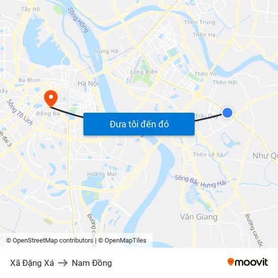 Xã Đặng Xá to Nam Đồng map