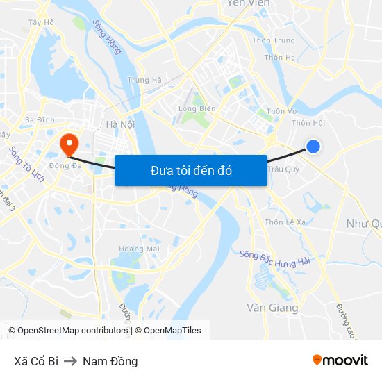 Xã Cổ Bi to Nam Đồng map