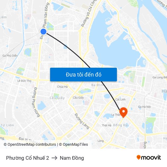 Phường Cổ Nhuế 2 to Nam Đồng map