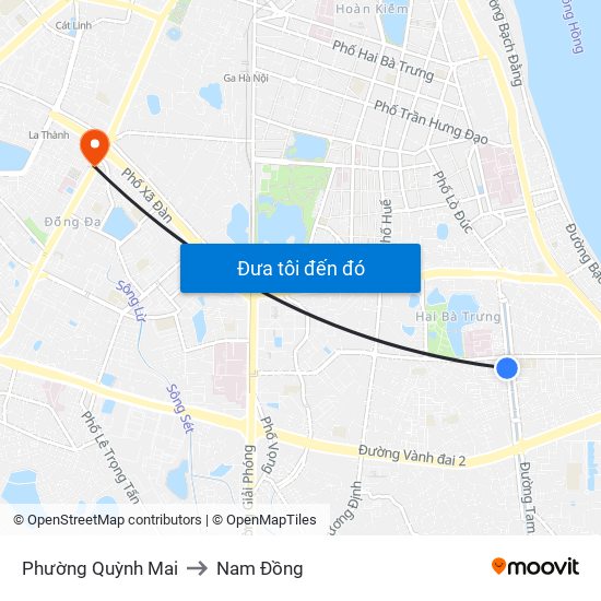 Phường Quỳnh Mai to Nam Đồng map