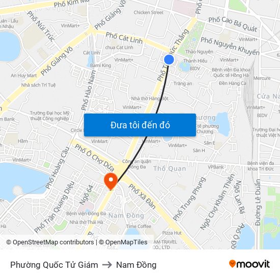 Phường Quốc Tử Giám to Nam Đồng map