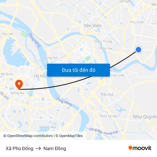 Xã Phù Đổng to Nam Đồng map