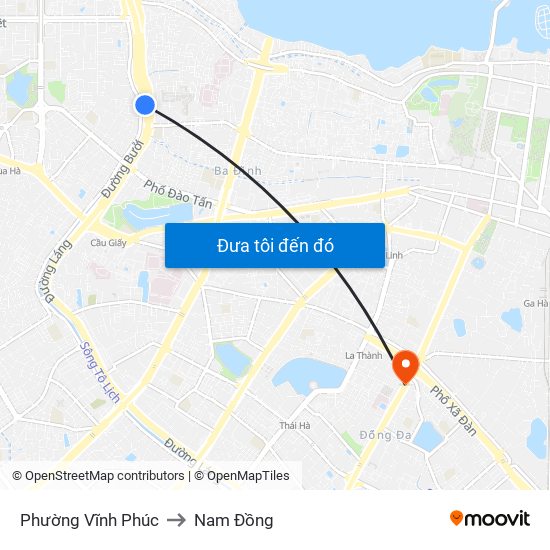 Phường Vĩnh Phúc to Nam Đồng map