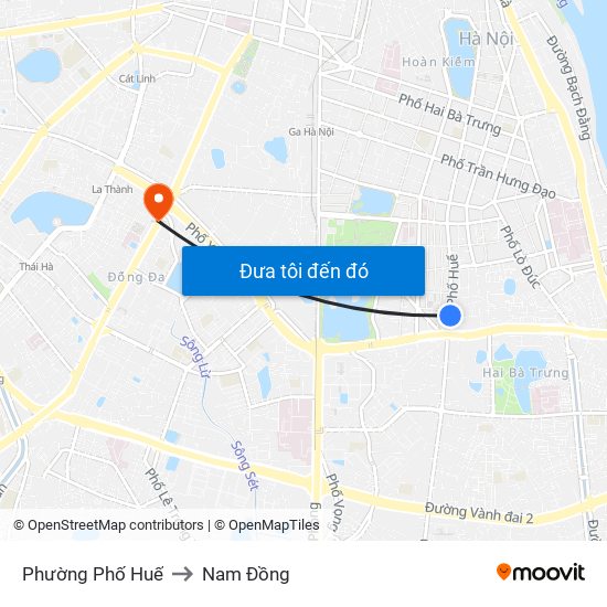 Phường Phố Huế to Nam Đồng map