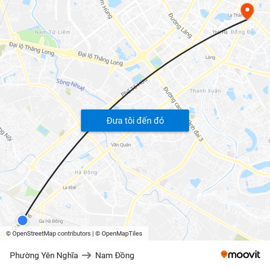 Phường Yên Nghĩa to Nam Đồng map