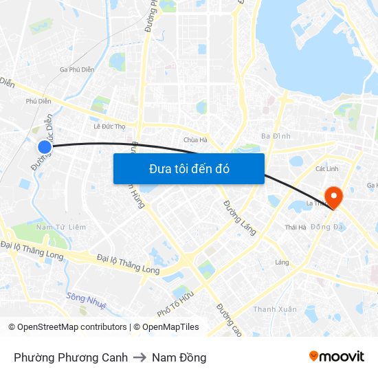 Phường Phương Canh to Nam Đồng map