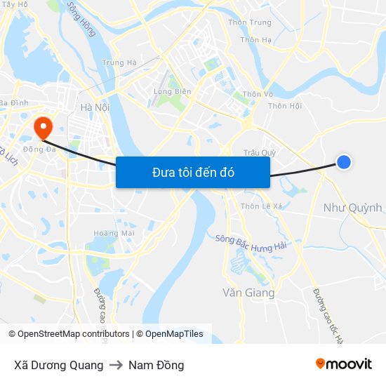 Xã Dương Quang to Nam Đồng map