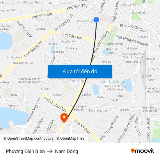 Phường Điện Biên to Nam Đồng map