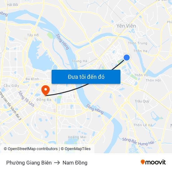 Phường Giang Biên to Nam Đồng map