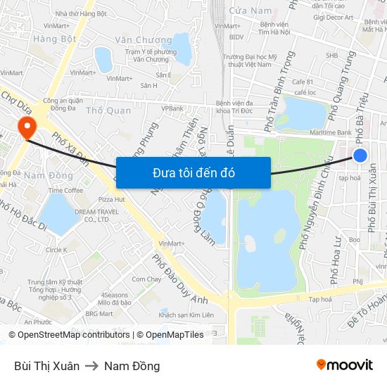 Bùi Thị Xuân to Nam Đồng map