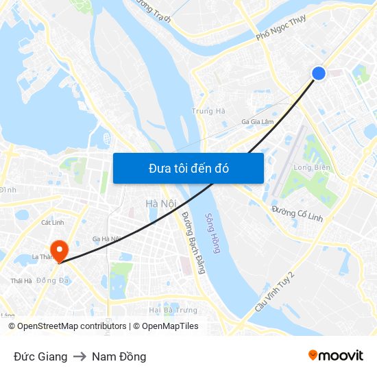 Đức Giang to Nam Đồng map