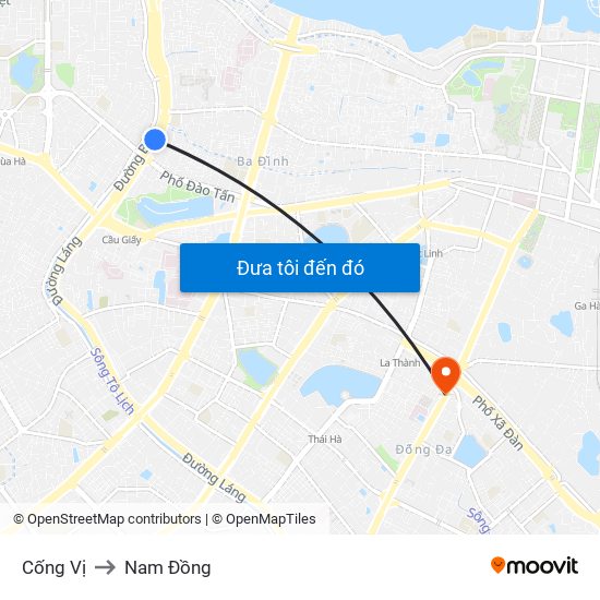 Cống Vị to Nam Đồng map