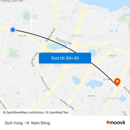 Dịch Vọng to Nam Đồng map