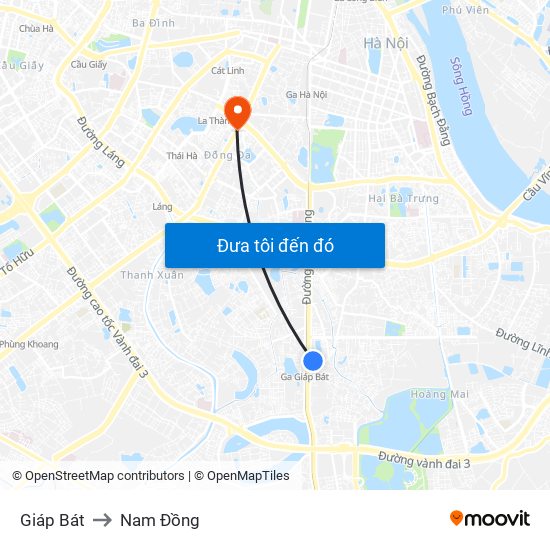 Giáp Bát to Nam Đồng map
