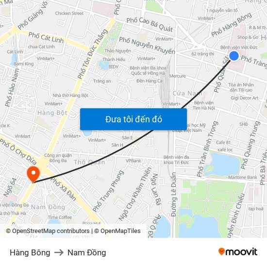 Hàng Bông to Nam Đồng map