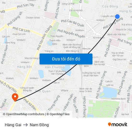 Hàng Gai to Nam Đồng map