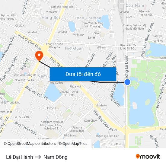 Lê Đại Hành to Nam Đồng map