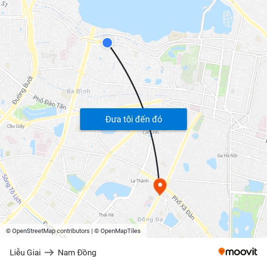 Liễu Giai to Nam Đồng map