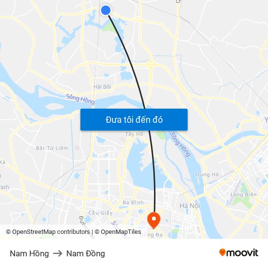 Nam Hồng to Nam Đồng map