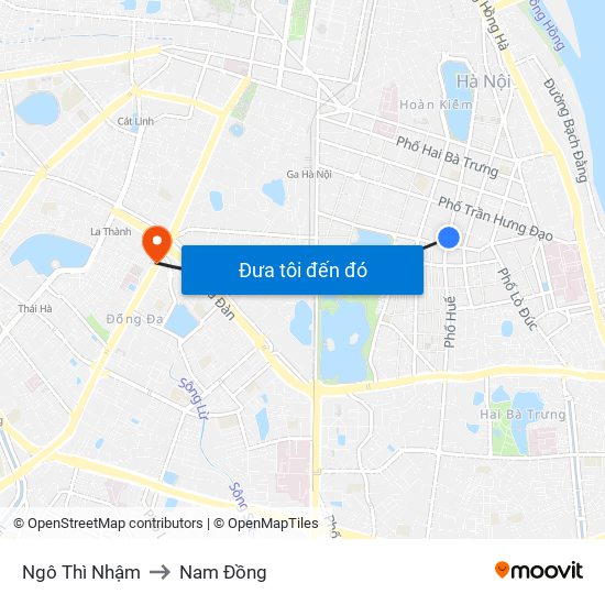 Ngô Thì Nhậm to Nam Đồng map