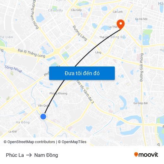 Phúc La to Nam Đồng map