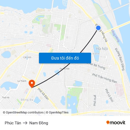 Phúc Tân to Nam Đồng map