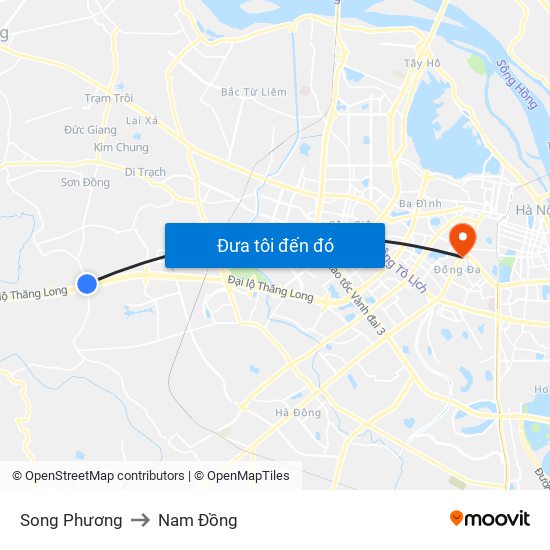 Song Phương to Nam Đồng map