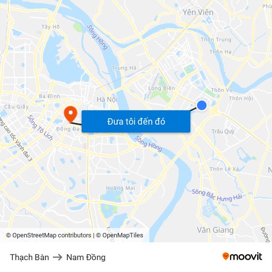 Thạch Bàn to Nam Đồng map