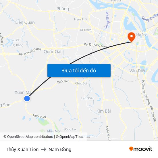 Thủy Xuân Tiên to Nam Đồng map