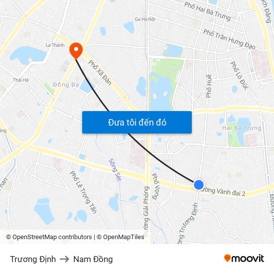 Trương Định to Nam Đồng map