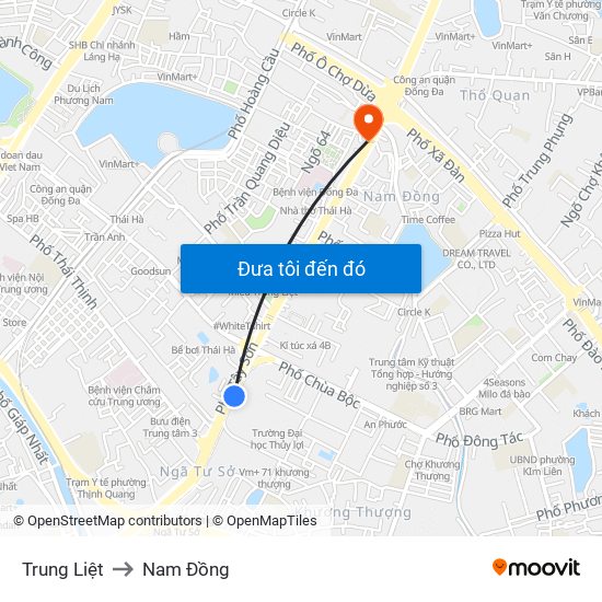 Trung Liệt to Nam Đồng map