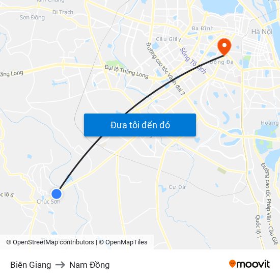 Biên Giang to Nam Đồng map