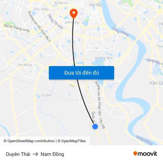 Duyên Thái to Nam Đồng map