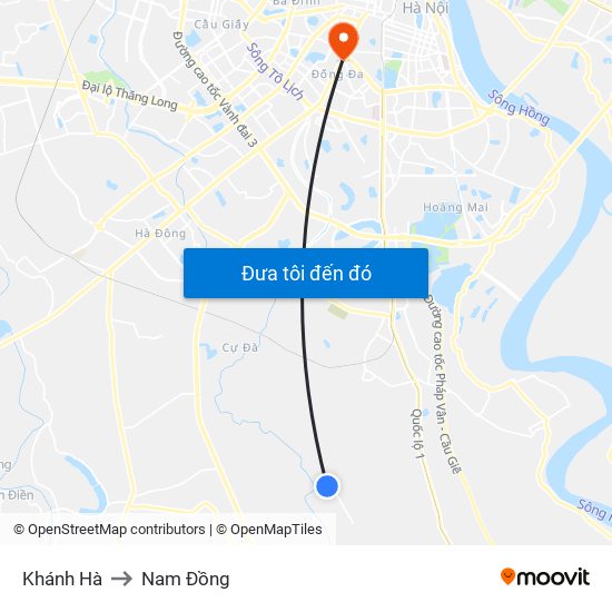Khánh Hà to Nam Đồng map