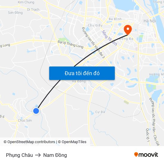 Phụng Châu to Nam Đồng map