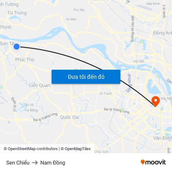 Sen Chiểu to Nam Đồng map