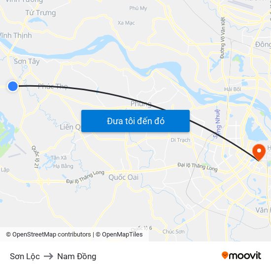 Sơn Lộc to Nam Đồng map