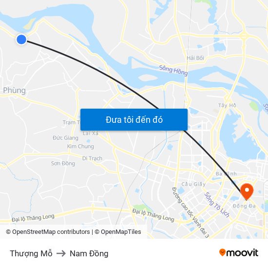 Thượng Mỗ to Nam Đồng map