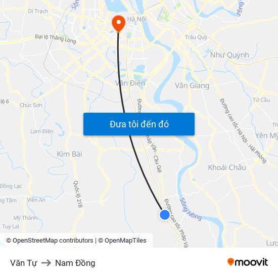 Văn Tự to Nam Đồng map