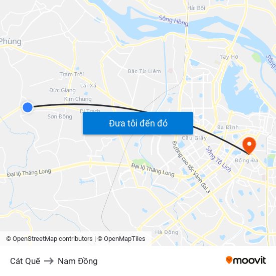Cát Quế to Nam Đồng map