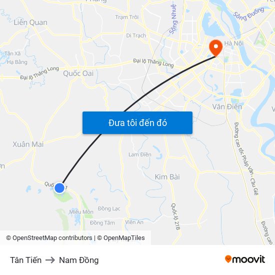 Tân Tiến to Nam Đồng map