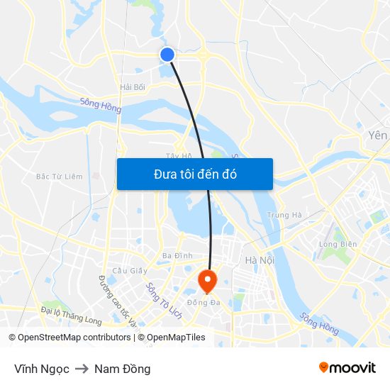 Vĩnh Ngọc to Nam Đồng map