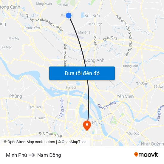 Minh Phú to Nam Đồng map