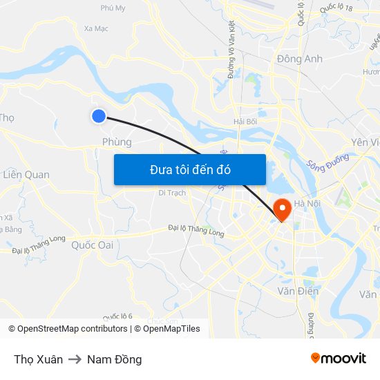 Thọ Xuân to Nam Đồng map
