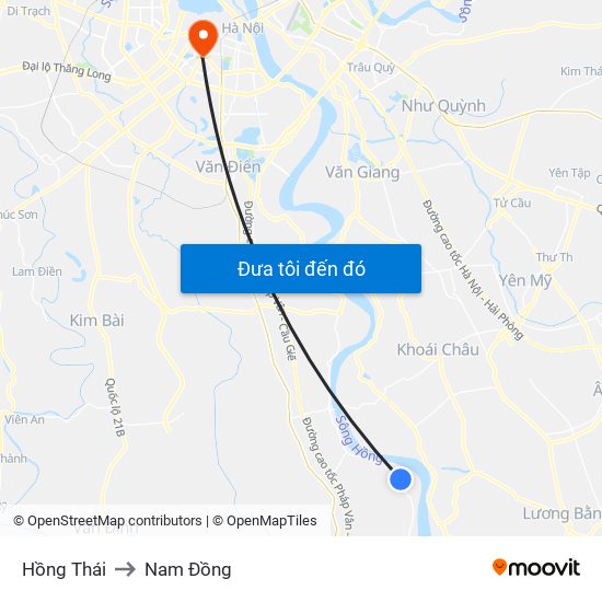 Hồng Thái to Nam Đồng map