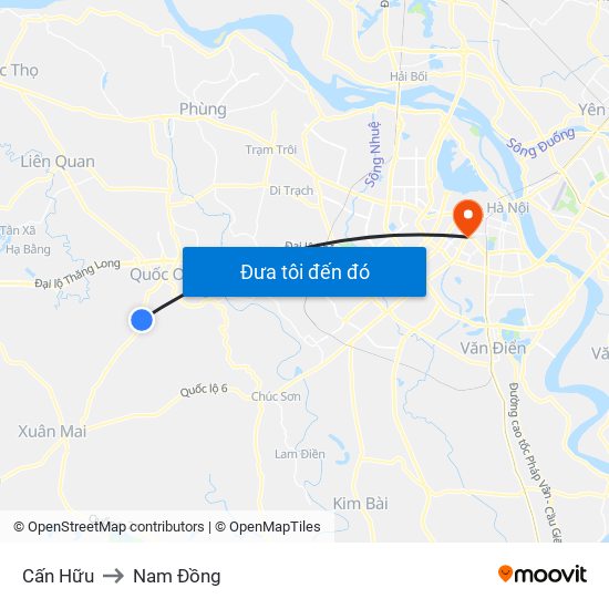 Cấn Hữu to Nam Đồng map